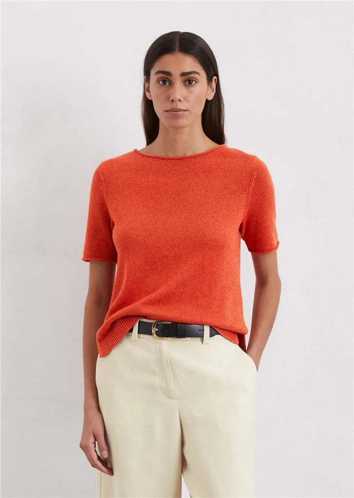 Marc O'Polo Regular short-sleeved sweater made from an organic cotton/linen blend