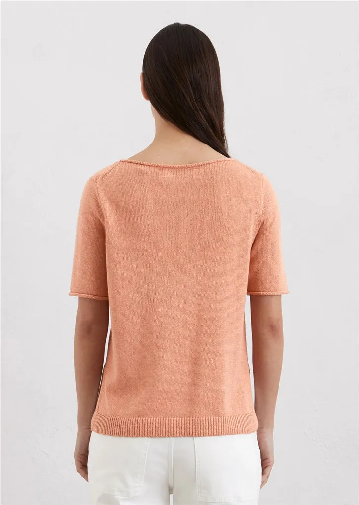 Marc O'Polo Regular short-sleeved sweater made from an organic cotton/linen blend