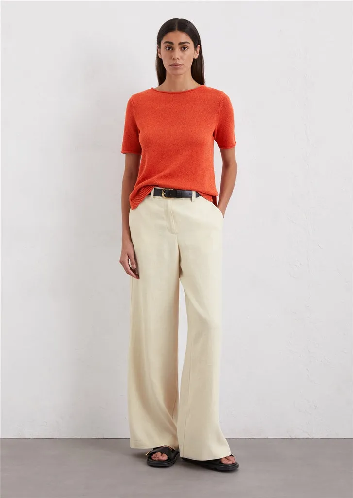 Marc O'Polo Regular short-sleeved sweater made from an organic cotton/linen blend