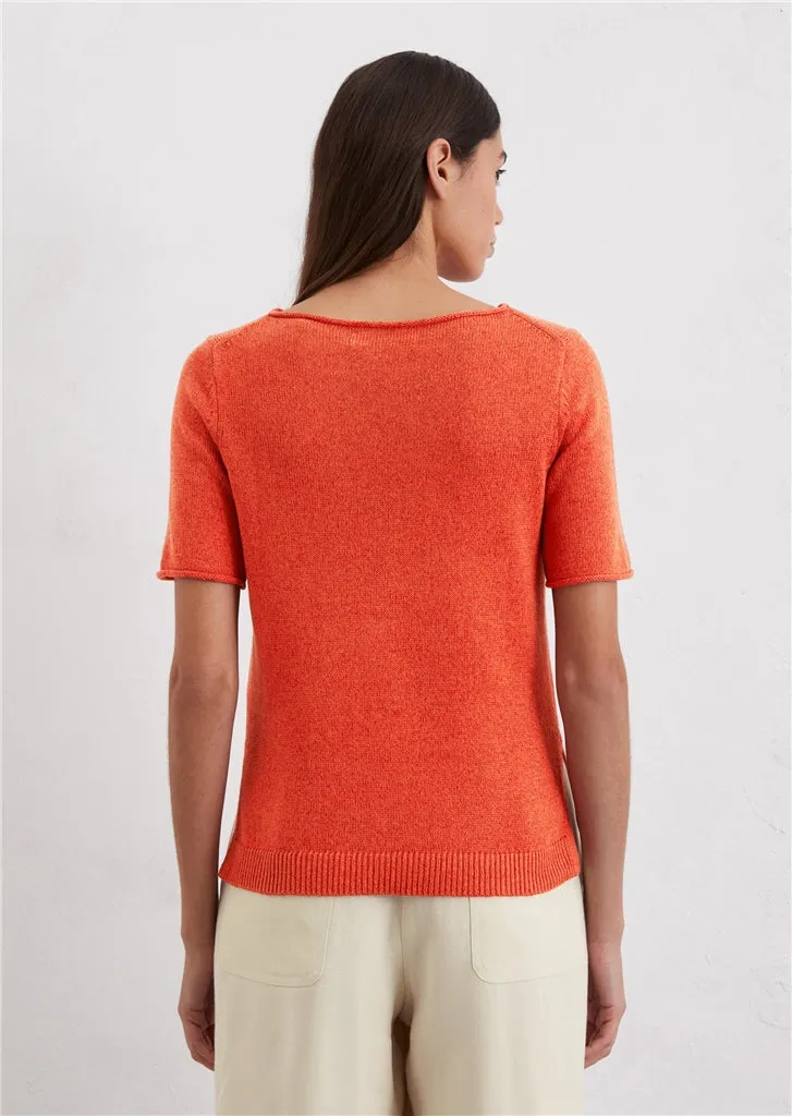 Marc O'Polo Regular short-sleeved sweater made from an organic cotton/linen blend