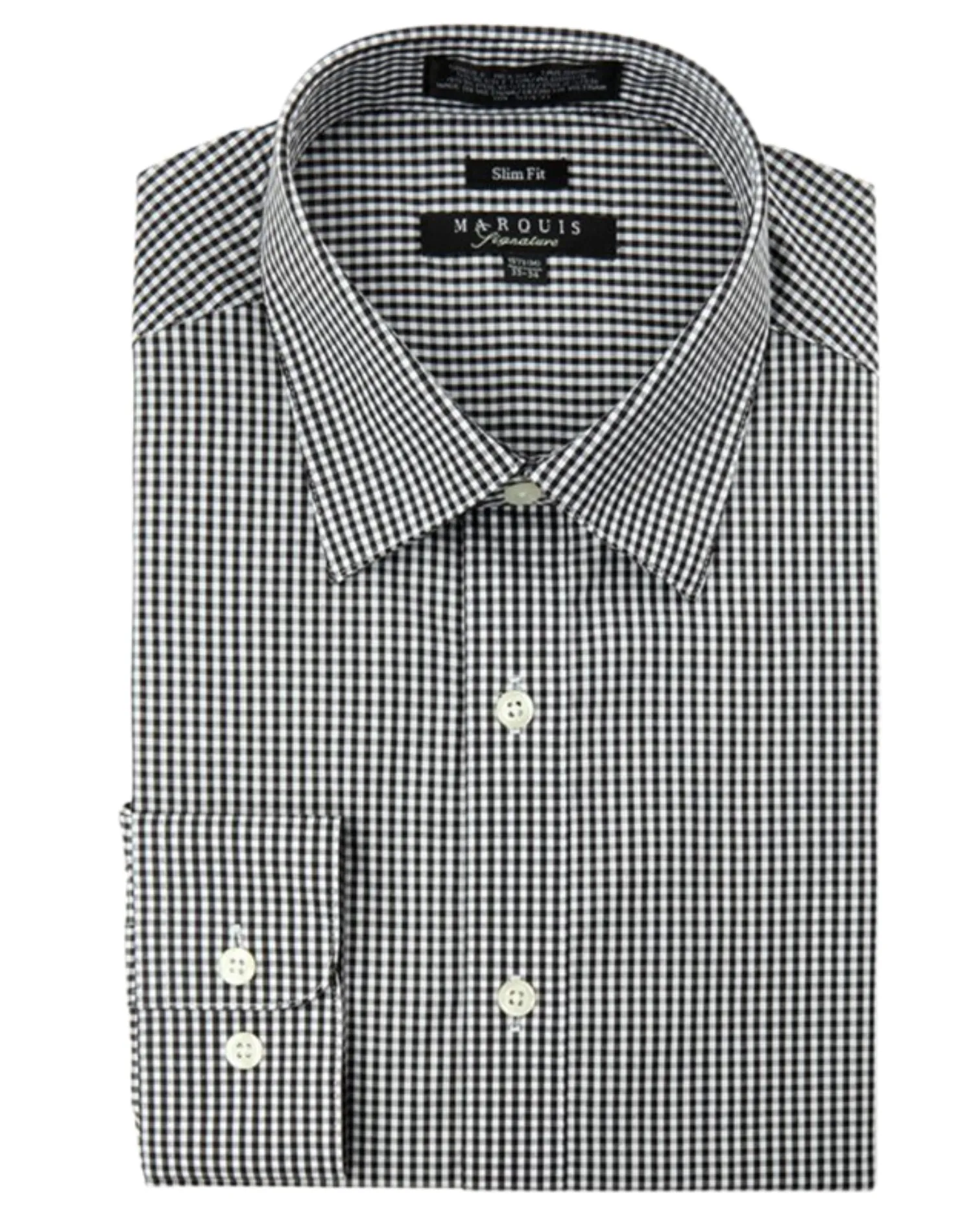 Marquis Checkered Slim Fit Dress Shirt - Black