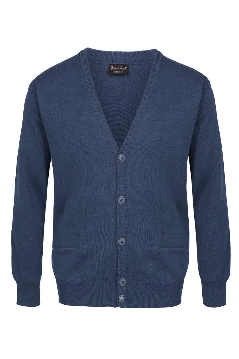 Medium Weight Merino Wool Cardigan - Dark Denim
