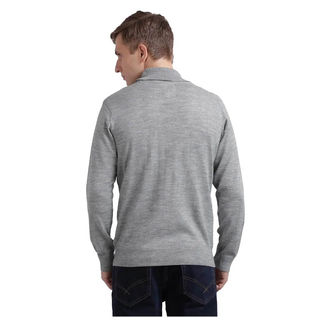 Men Grey Solid Acrylic Blend Full Sleeve Sweaters