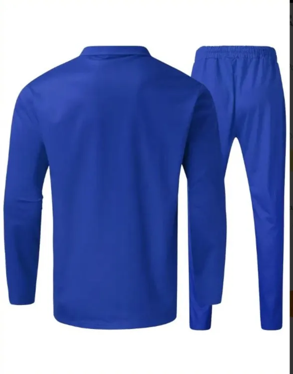Men's 2pcs Sports Wear, Polo Long-Sleeved Shirt