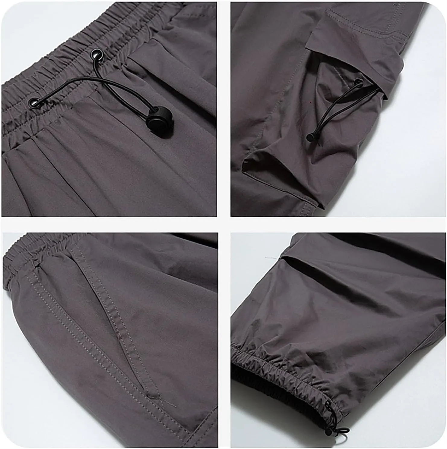 Men's Cargo Harem Pants Lighweight Drastring Elastic Waist Flap Pockets Baggy Loose Cinched Bottom Hip Hop Pants