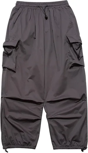 Men's Cargo Harem Pants Lighweight Drastring Elastic Waist Flap Pockets Baggy Loose Cinched Bottom Hip Hop Pants