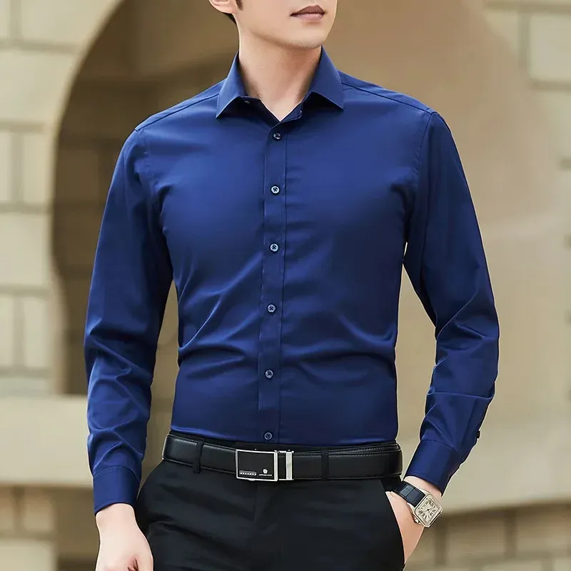 Men's Slim Fit Formal Long Sleeve Shirt with Button Closure | Ideal for All Seasons