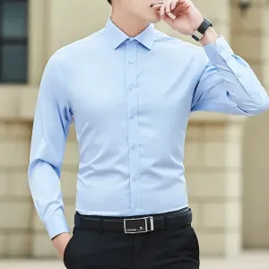Men's Slim Fit Formal Long Sleeve Shirt with Button Closure | Ideal for All Seasons