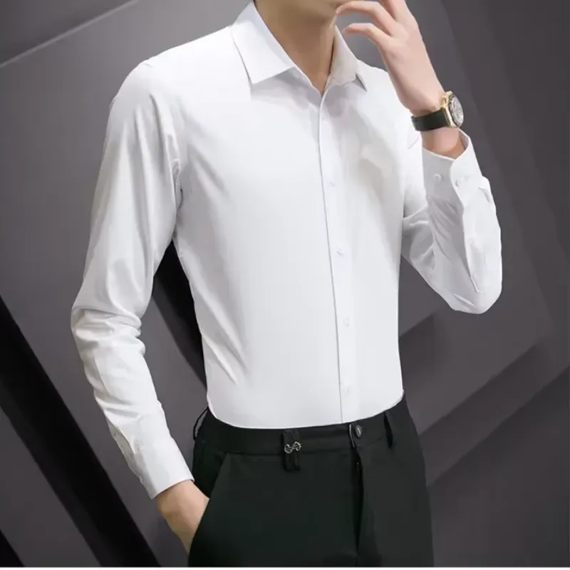 Men's Slim Fit Formal Long Sleeve Shirt with Button Closure | Ideal for All Seasons