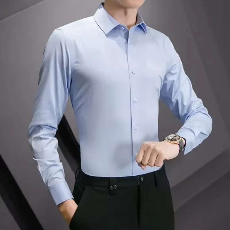 Men's Slim Fit Formal Long Sleeve Shirt with Button Closure | Ideal for All Seasons