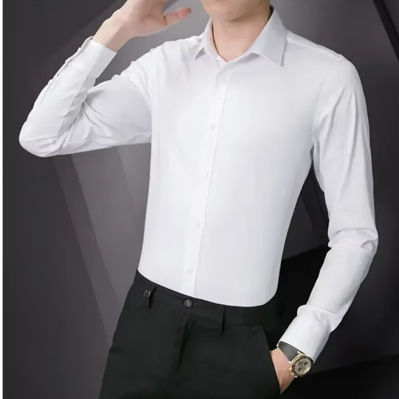 Men's Slim Fit Formal Long Sleeve Shirt with Button Closure | Ideal for All Seasons