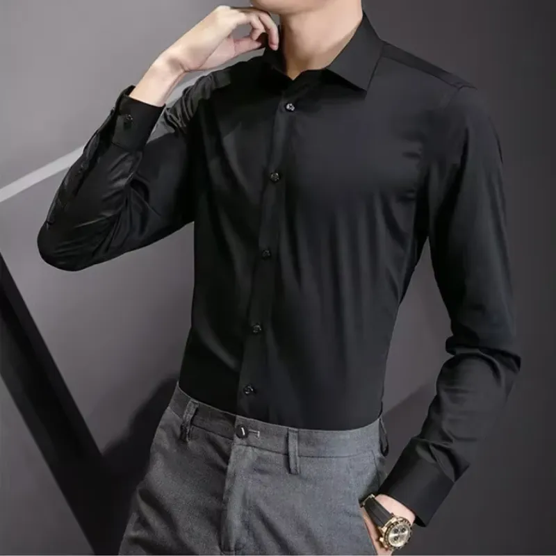 Men's Slim Fit Formal Long Sleeve Shirt with Button Closure | Ideal for All Seasons