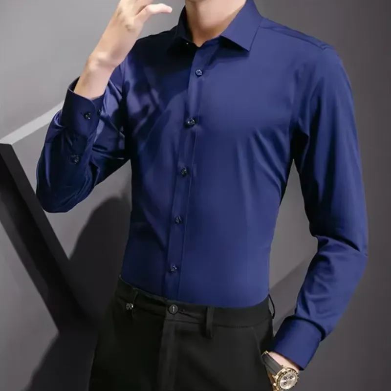 Men's Slim Fit Formal Long Sleeve Shirt with Button Closure | Ideal for All Seasons