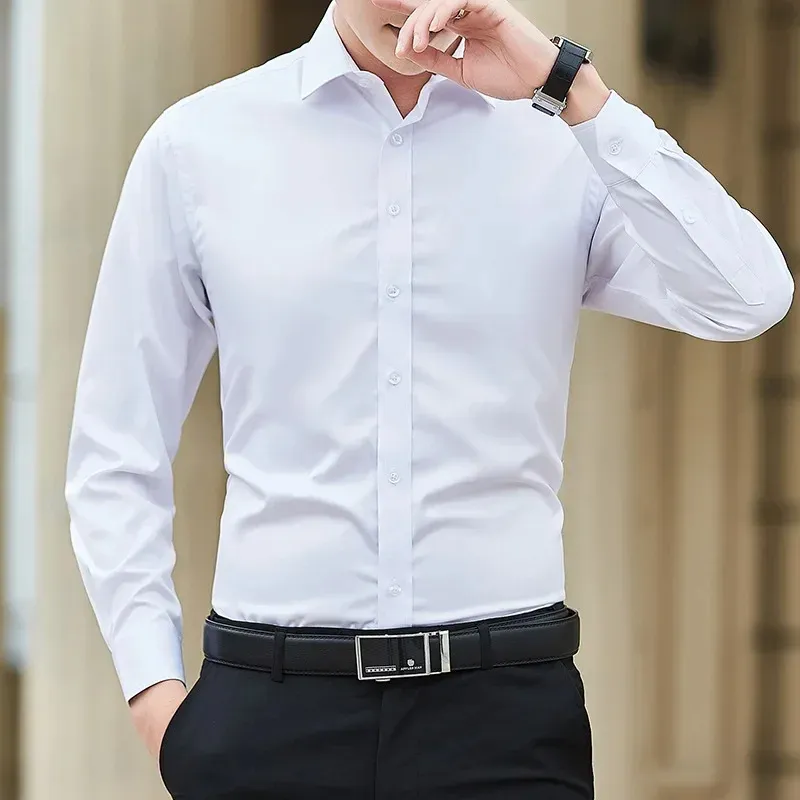 Men's Slim Fit Formal Long Sleeve Shirt with Button Closure | Ideal for All Seasons