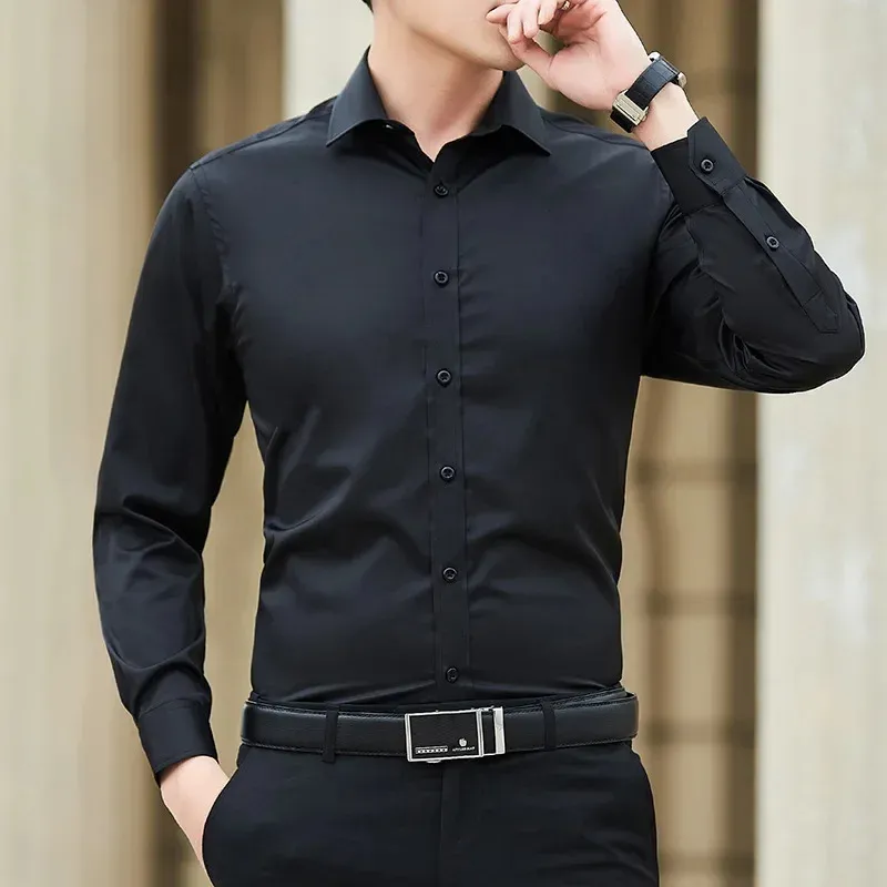 Men's Slim Fit Formal Long Sleeve Shirt with Button Closure | Ideal for All Seasons