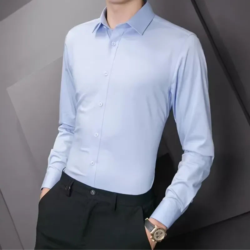 Men's Slim Fit Formal Long Sleeve Shirt with Button Closure | Ideal for All Seasons