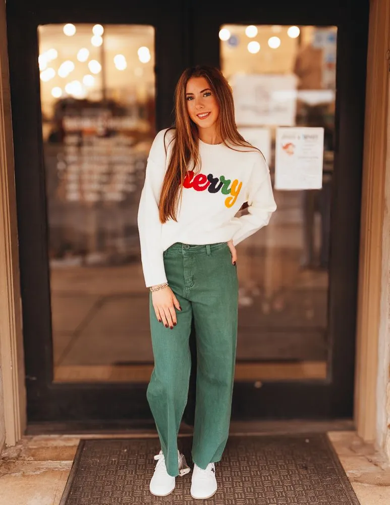 Merry Holiday Sweater Off White PL9073-7
