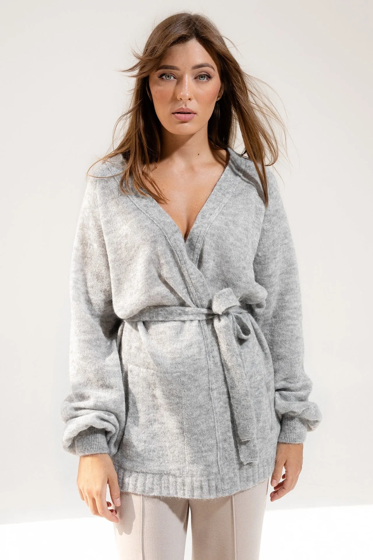 Mohair Wool Cardigan - Grey