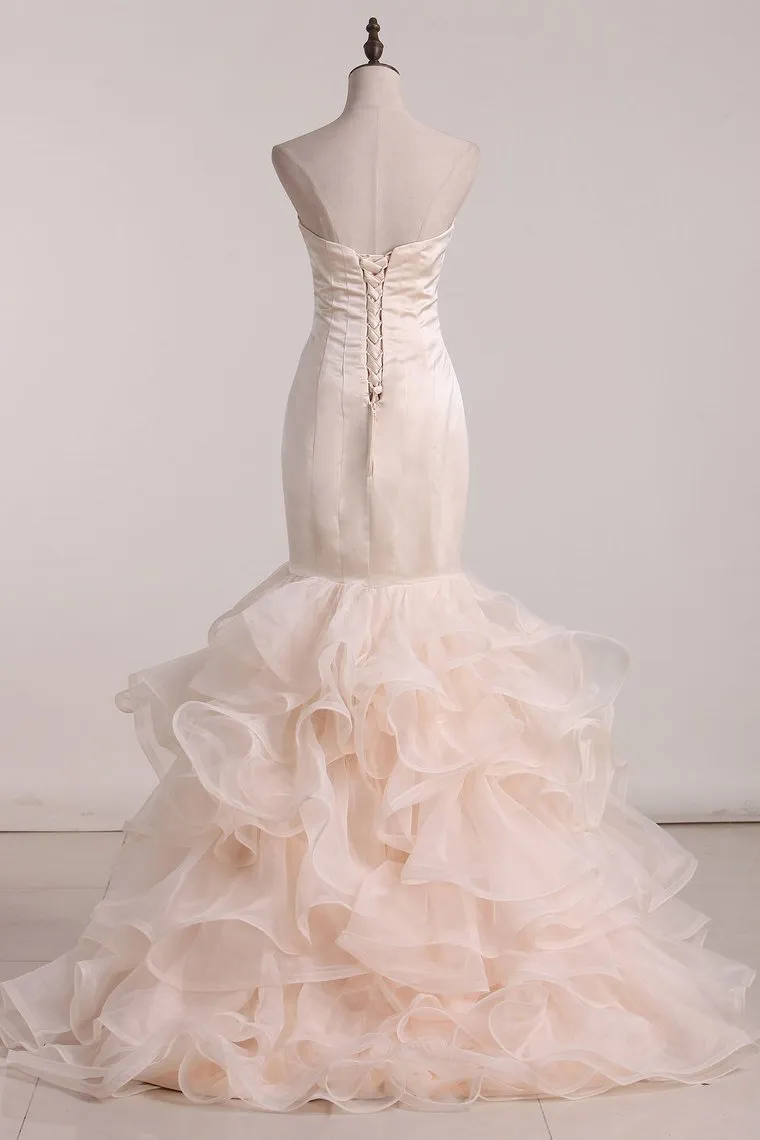 Organza Prom Dresses Sweetheart Mermaid Sweep Train