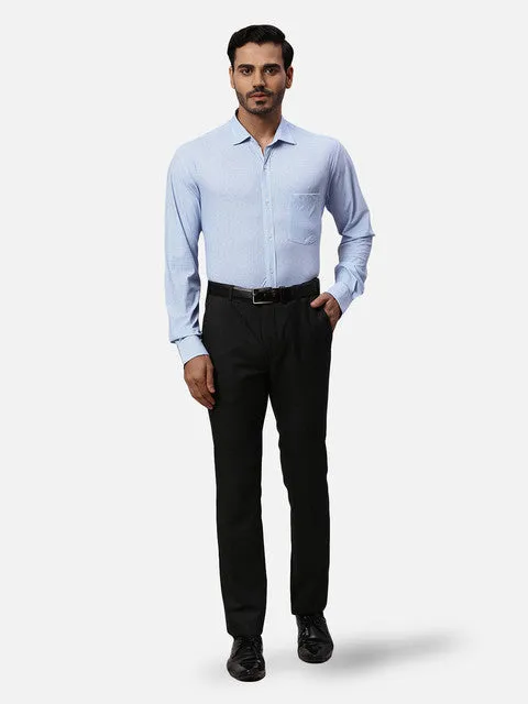 Park Avenue Men Blue Checks Slim Fit Polyester Blend Formal Shirts