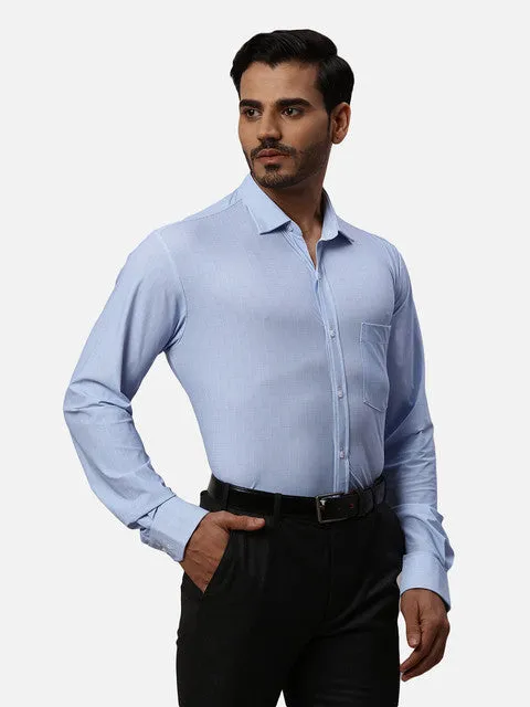 Park Avenue Men Blue Checks Slim Fit Polyester Blend Formal Shirts