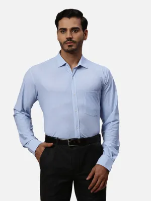 Park Avenue Men Blue Checks Slim Fit Polyester Blend Formal Shirts