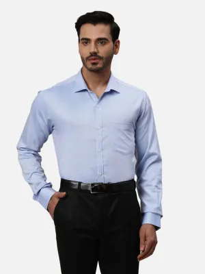 Park Avenue Men Blue Dobby Slim Fit Cotton Formal Shirts