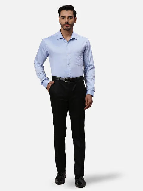 Park Avenue Men Blue Dobby Slim Fit Cotton Formal Shirts