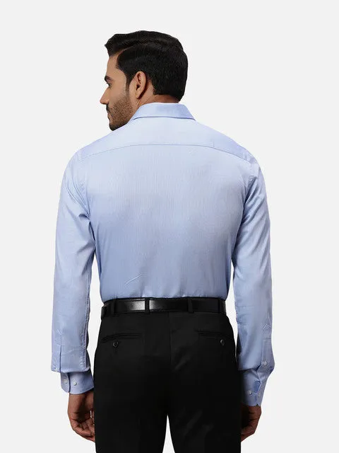 Park Avenue Men Blue Dobby Slim Fit Cotton Formal Shirts