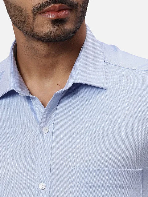 Park Avenue Men Blue Dobby Slim Fit Cotton Formal Shirts