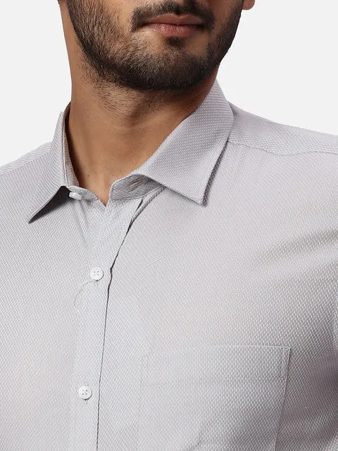 Park Avenue Men Grey Structured Slim Fit Cotton Formal Shirts