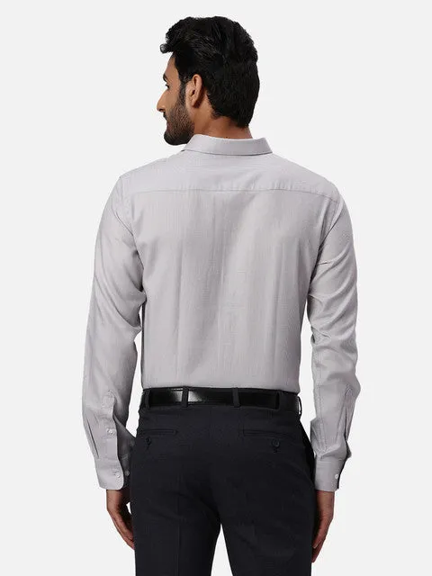 Park Avenue Men Grey Structured Slim Fit Cotton Formal Shirts