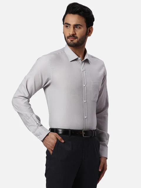 Park Avenue Men Grey Structured Slim Fit Cotton Formal Shirts
