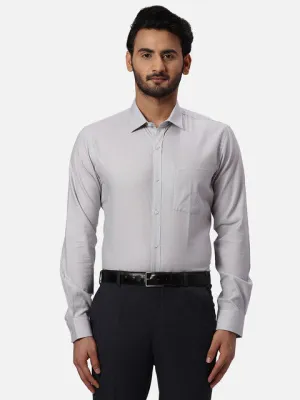 Park Avenue Men Grey Structured Slim Fit Cotton Formal Shirts