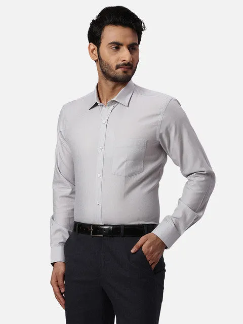 Park Avenue Men Grey Structured Slim Fit Cotton Formal Shirts