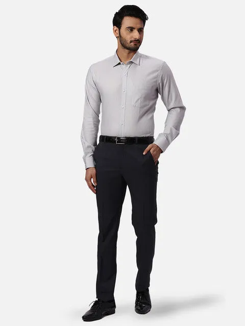 Park Avenue Men Grey Structured Slim Fit Cotton Formal Shirts