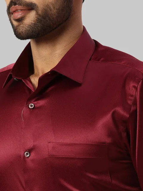 Park Avenue Men Maroon Solid Slim Fit Polyester Blend Formal Shirts
