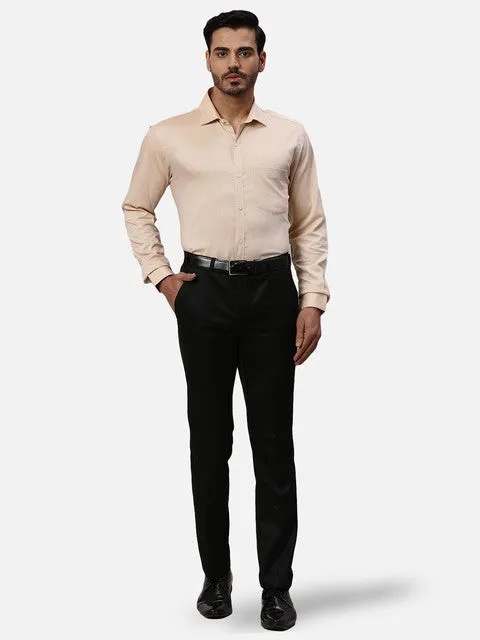 Park Avenue Men Orange Dobby Slim Fit Cotton Formal Shirts
