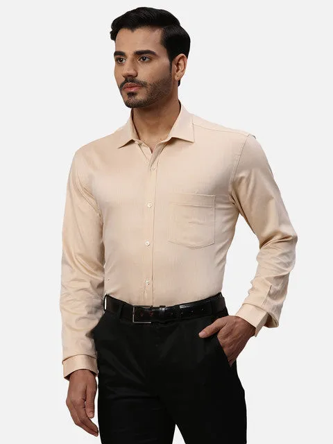 Park Avenue Men Orange Dobby Slim Fit Cotton Formal Shirts