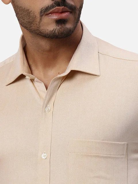 Park Avenue Men Orange Dobby Slim Fit Cotton Formal Shirts