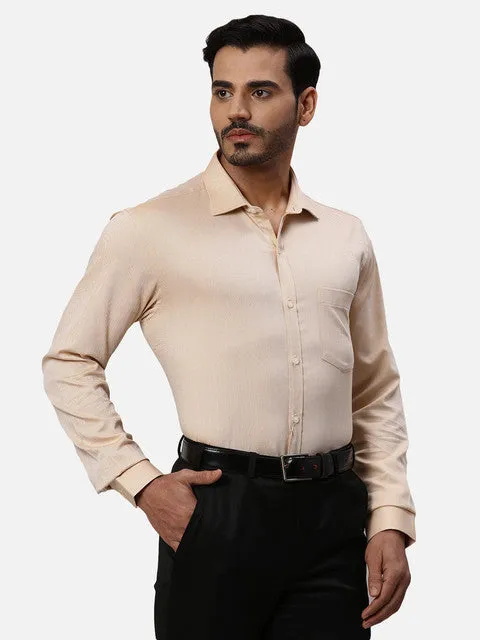 Park Avenue Men Orange Dobby Slim Fit Cotton Formal Shirts