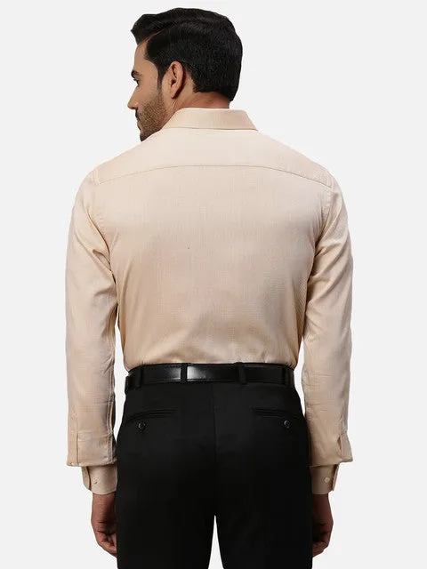 Park Avenue Men Orange Dobby Slim Fit Cotton Formal Shirts