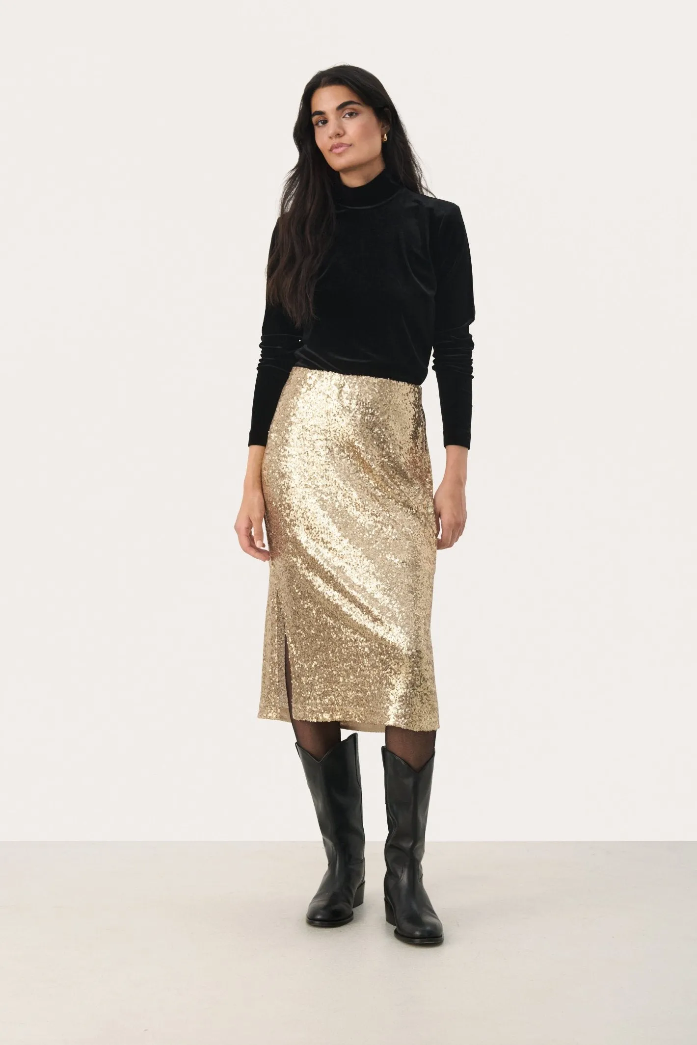 Part Two TeffaniaPW Gold Sequin Midi Skirt 30309151