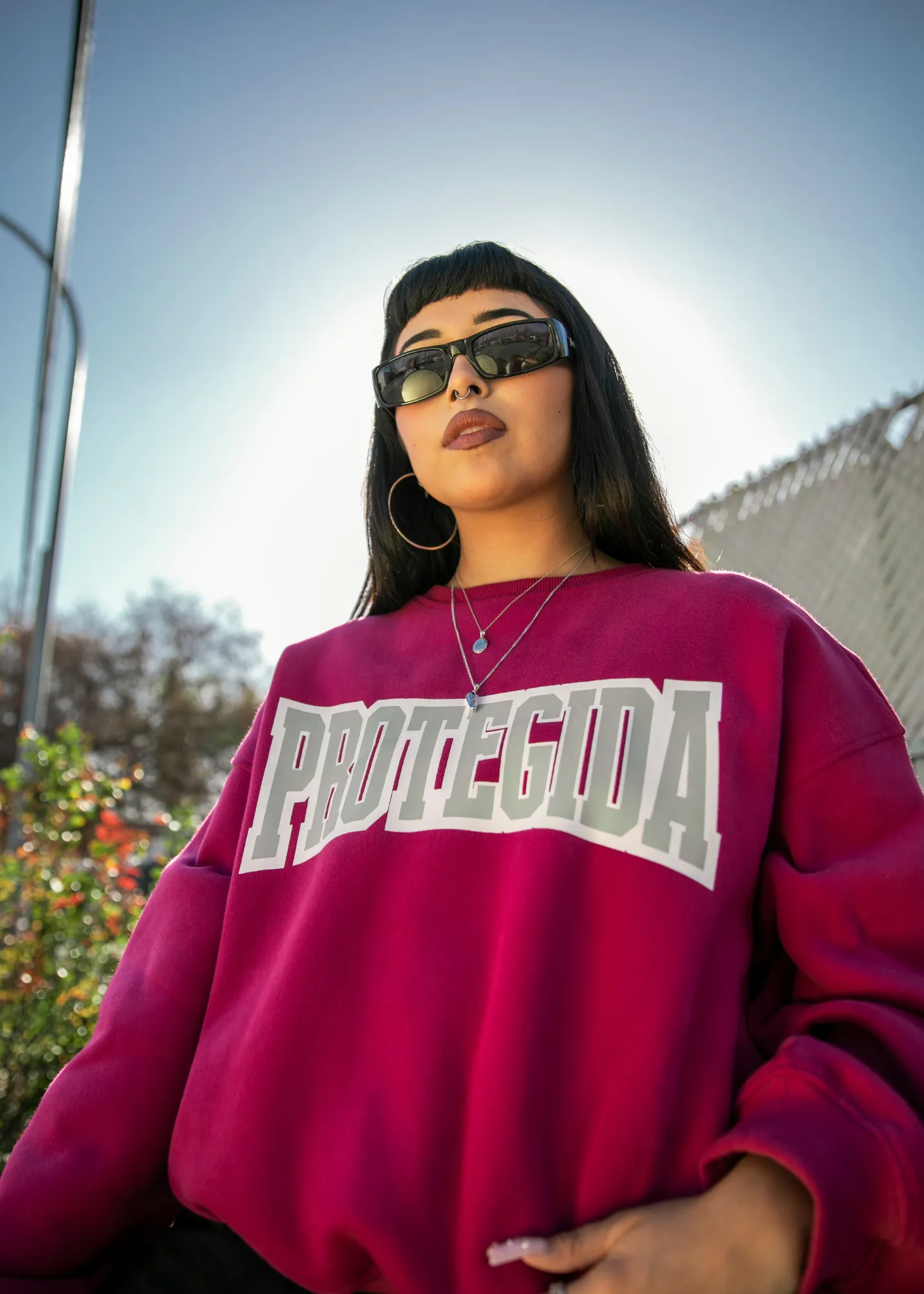 Protegida Varsity Sweater - Magenta/Grey