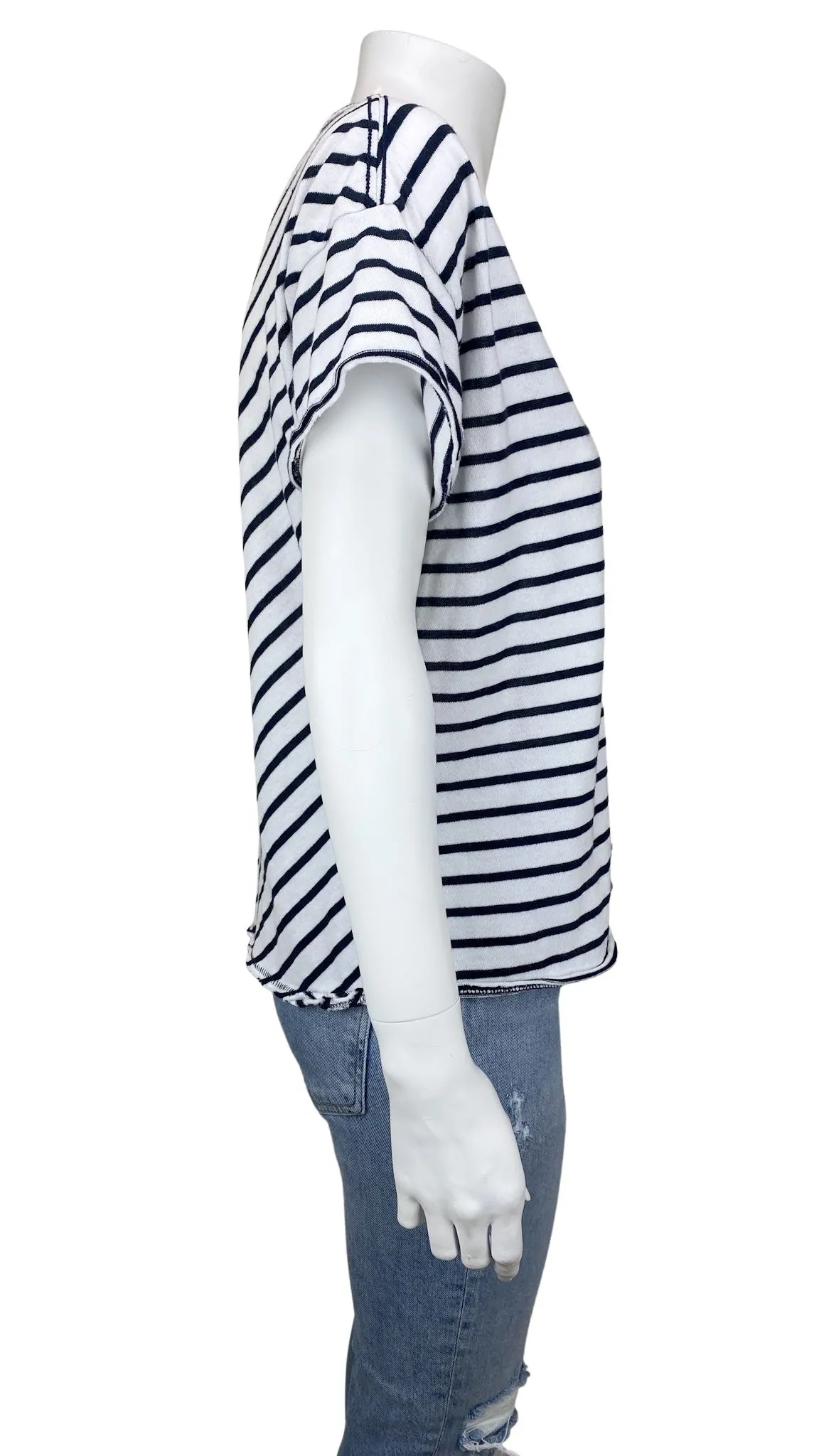 Rag & Bone, Women's Boxy Striped Tee, White/Navy, Size M