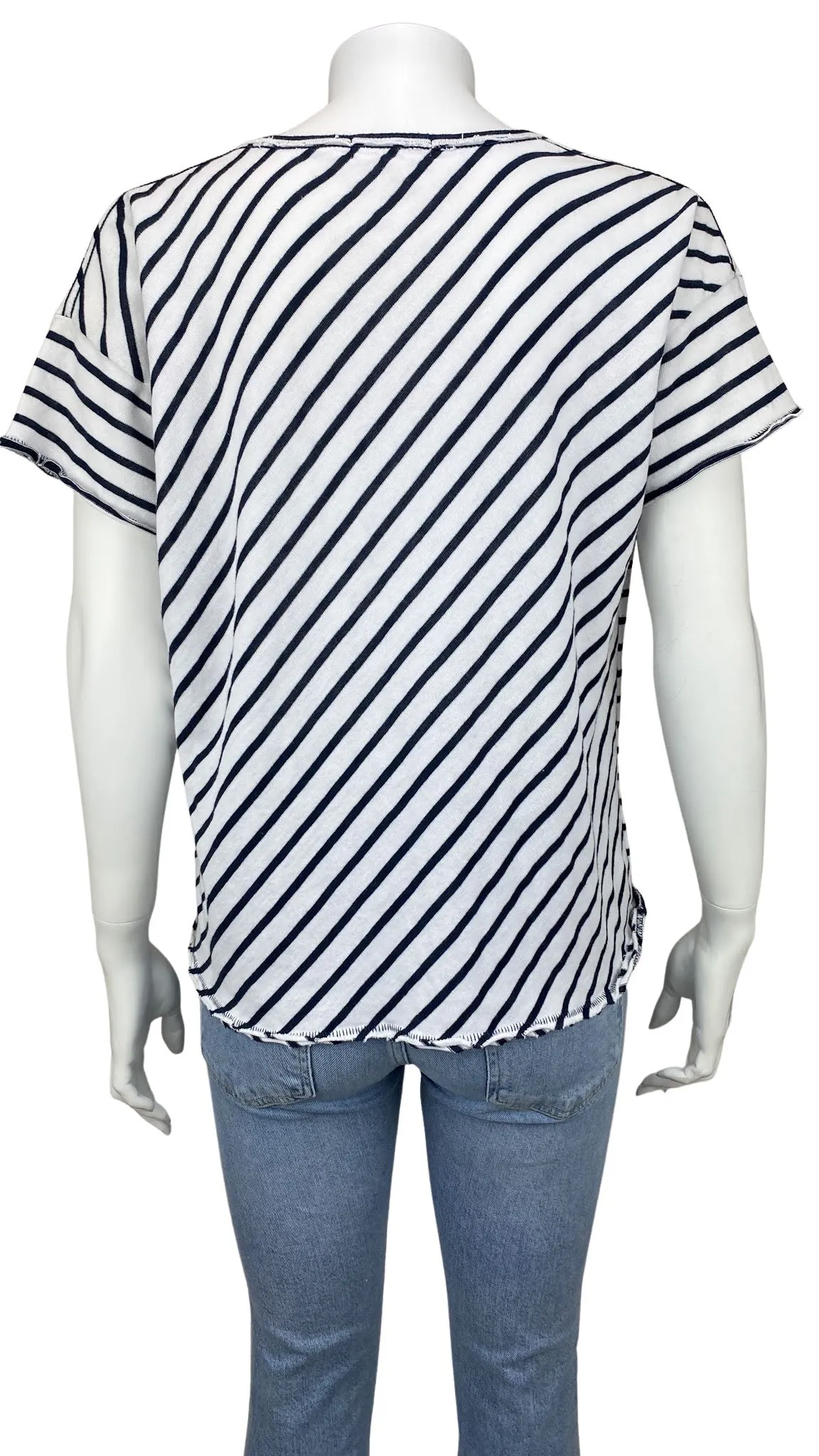 Rag & Bone, Women's Boxy Striped Tee, White/Navy, Size M