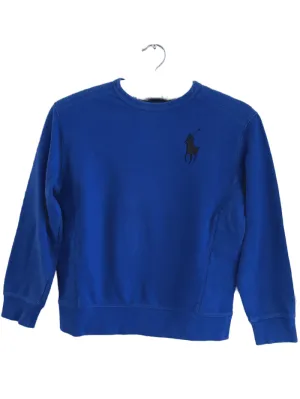 Ralph Lauren Polo Boys Royal Blue Sweatshirt with Large Black Chest Motif - Boys 8-9yrs