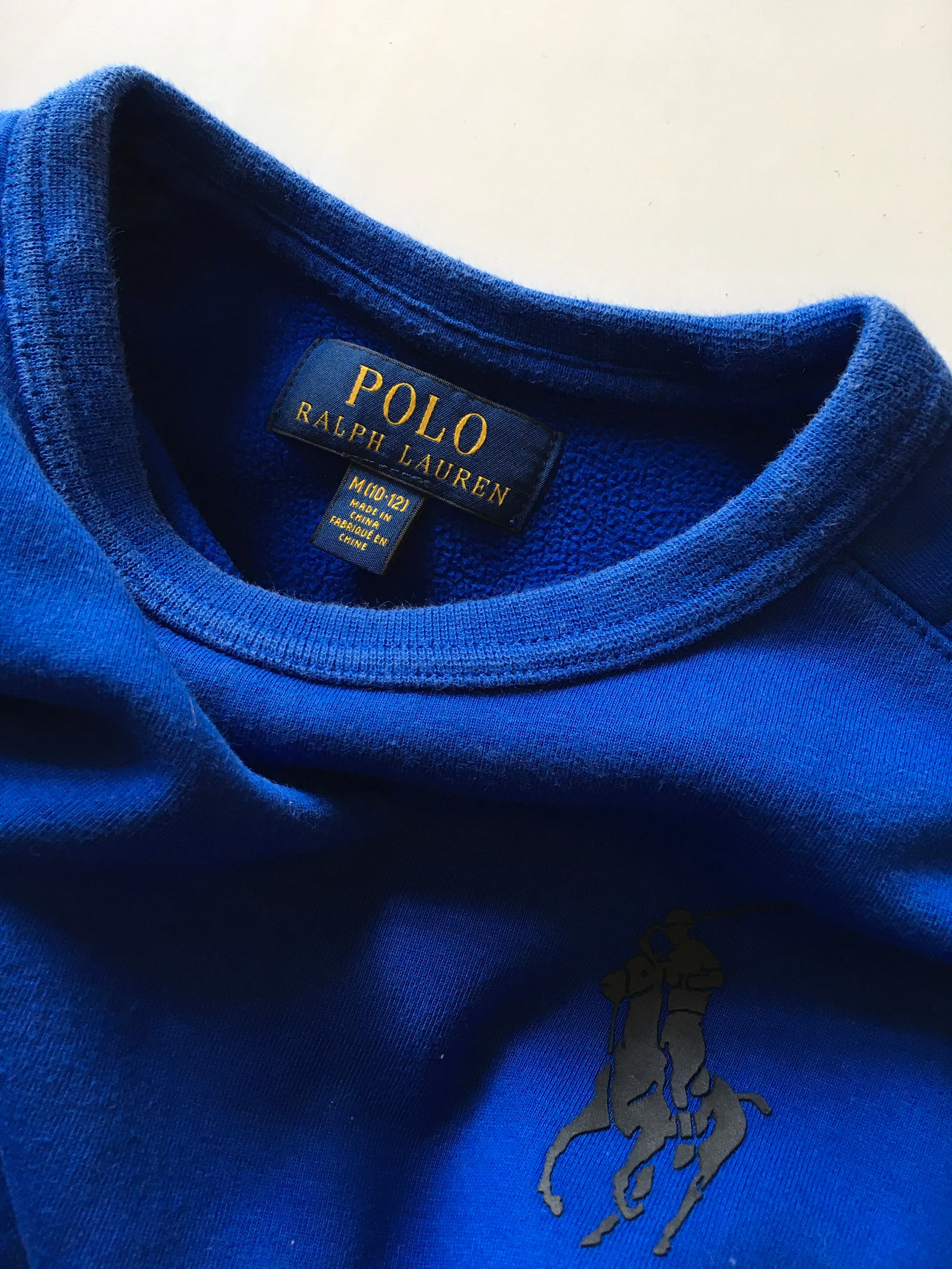 Ralph Lauren Polo Boys Royal Blue Sweatshirt with Large Black Chest Motif - Boys 8-9yrs