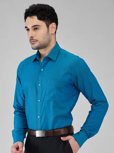 Raymond Men Blue Structured Contemporary Fit Cotton Wrinkle Free Formal Shirt