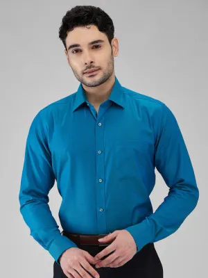 Raymond Men Blue Structured Contemporary Fit Cotton Wrinkle Free Formal Shirt